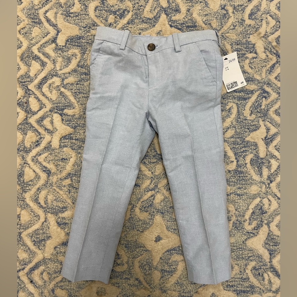 NWT boys blue linen suit pants size 2/3